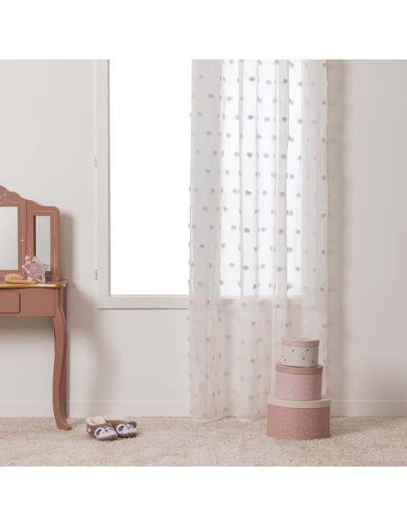 Rideau Voilage Pour Enfant Pompons Rose 140x240 Atmosphera For Kids