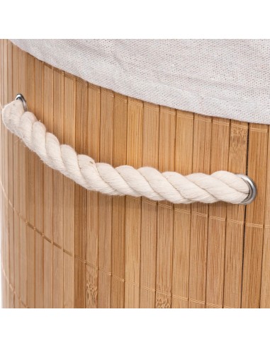 Panier À Linge Rond 48l En Bambou Beige Five