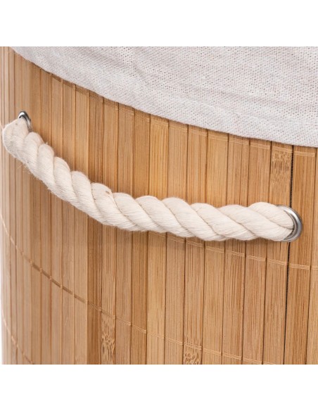 Panier À Linge Rond 48l En Bambou Beige Five