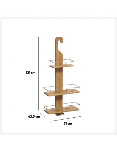 Serviteur De Douche 3 Niveaux En Bambou Five