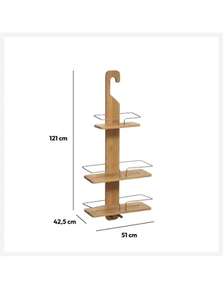 Serviteur De Douche 3 Niveaux En Bambou Five