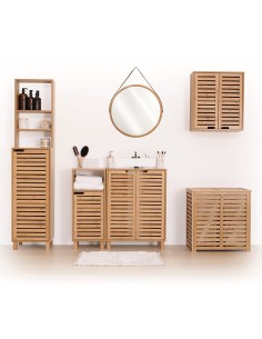 Meuble Étagère 1 Porte En Bambou Sicela Five 2