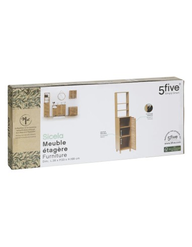 Meuble Étagère 1 Porte En Bambou Sicela Five
