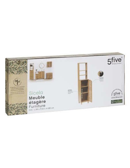 Meuble Étagère 1 Porte En Bambou Sicela Five