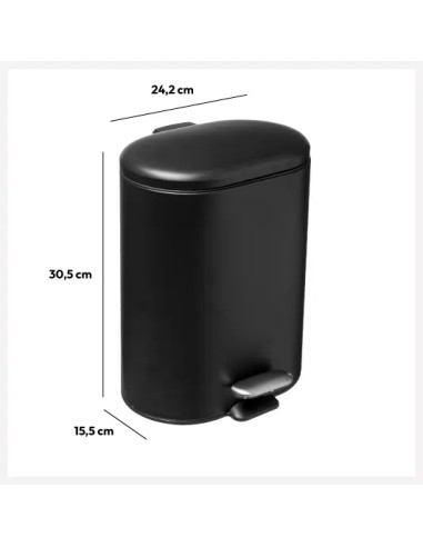 Poubelle Softclose À Pedale Sili 6 L Noire Five