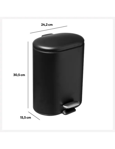 Poubelle Softclose À Pedale Sili 6 L Noire Five