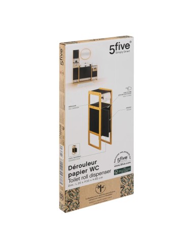 Dérouleur avec réserve pour papier WC Noir Five