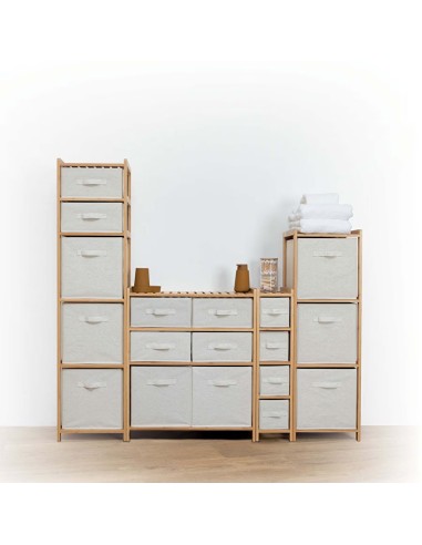 Étagère Avec 4 Paniers Tidy En Bambou Naturel Five