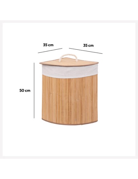 Panier À linge D'angle 48 L En Bambou Beige Five