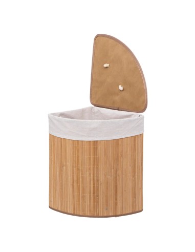 Panier À linge D'angle 48 L En Bambou Beige Five