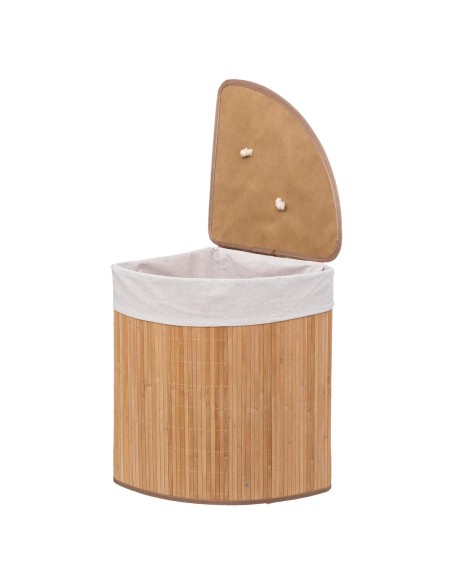 Panier À linge D'angle 48 L En Bambou Beige Five