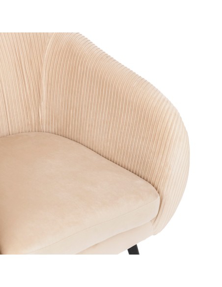 Fauteuil En Velours Solaro Beige Atmosphera