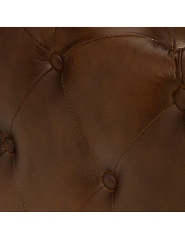 Pouf Chester En Cuir Marron Atmosphera