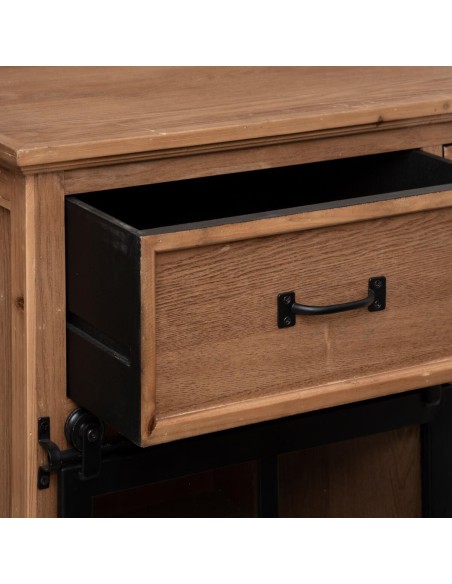 Buffet 1 porte 2 tiroirs Danik Marron Atmosphera