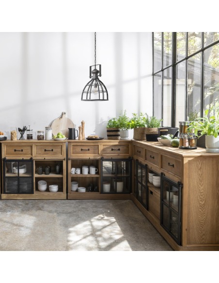 Buffet 1 porte 2 tiroirs Danik Marron Atmosphera