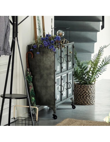 Meuble 6 Portes Sevin En Métal Noir Atmosphera