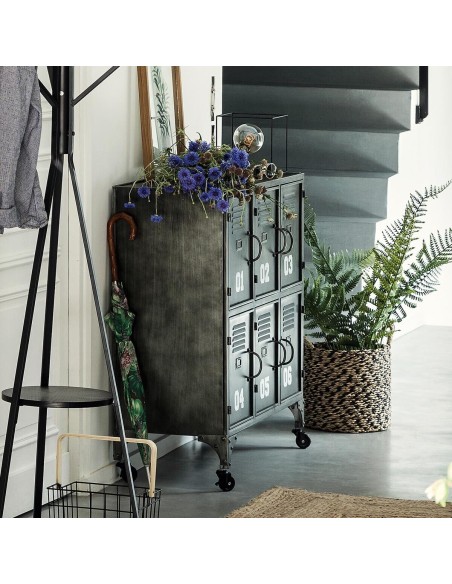 Meuble 6 Portes Sevin En Métal Noir Atmosphera