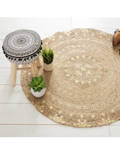 Tapis Rond Gold Shine D 115 En Jute Doré Atmosphera 2