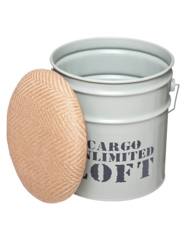 Lot De 2 Poufs Forme De Bidons Alfred Bleu et Gris Atmosphera