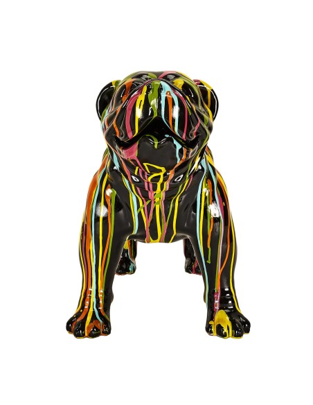 Statue Molosse Coulures 50cm Noir Home Deco Factory