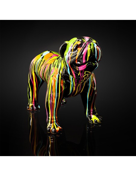 Statue Molosse Coulures 50cm Noir Home Deco Factory