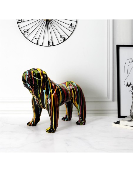 Statue Molosse Coulures 50cm Noir Home Deco Factory