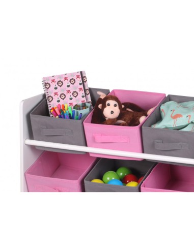 Meuble de rangement avec 9 paniers Roses et Gris Atmosphera For Kids