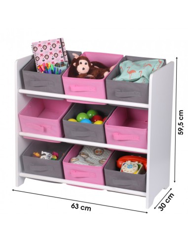 Meuble de rangement avec 9 paniers Roses et Gris Atmosphera For Kids