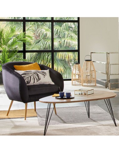 Lot de 2 Fauteuils Velours Plissé Noir Solaro Atmosphera