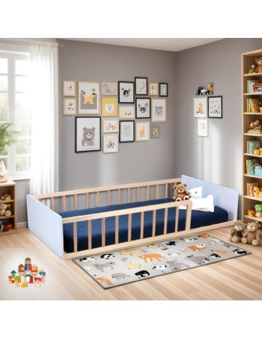 Lit barrière Caverne des Merveilles 90x190 Blanc Naturel - Laïba Kids