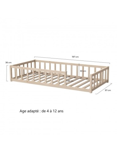 Lit barrière Éclat Lunaire 90x190 Naturel - Laïba Kids