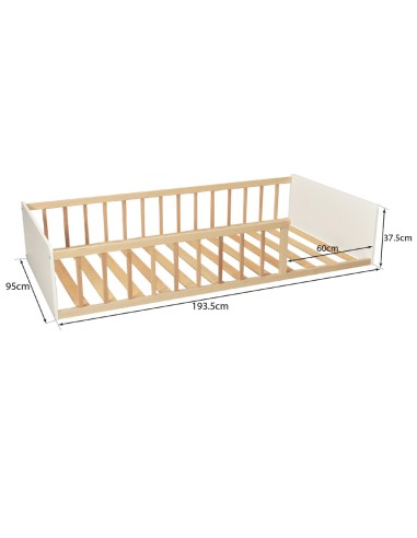 Lit enfant Pilou 90x190 avec sommier Blanc Et Naturel Weber Industries