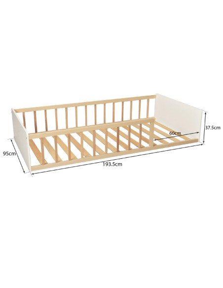 Lit enfant Pilou 90x190 avec sommier Blanc Et Naturel Weber Industries