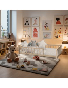 Lit enfant barrière Nino 90x190 avec sommier inclus Naturel - Weber Industries 2