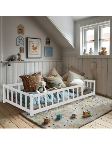 Lit enfant barrière Nino 90x190 avec sommier inclus Blanc - Weber Industries