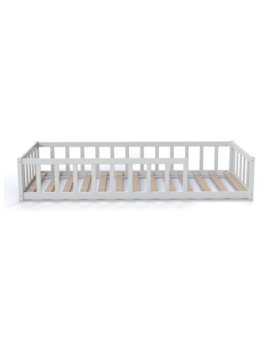 Lit enfant barrière Nino 90x190 avec sommier inclus Blanc - Weber Industries