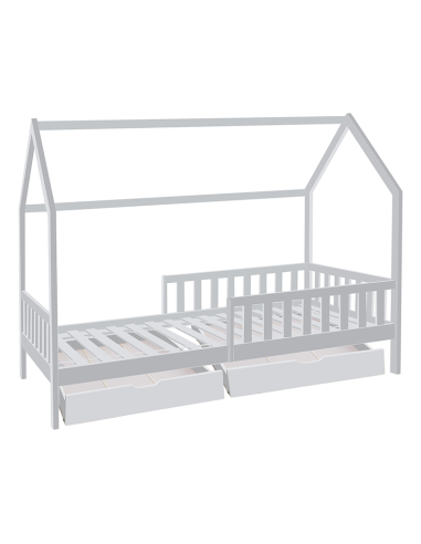 Lit cabane avec 2 tiroirs Cocon Doux 90x190 Blanc - Laïba Kids