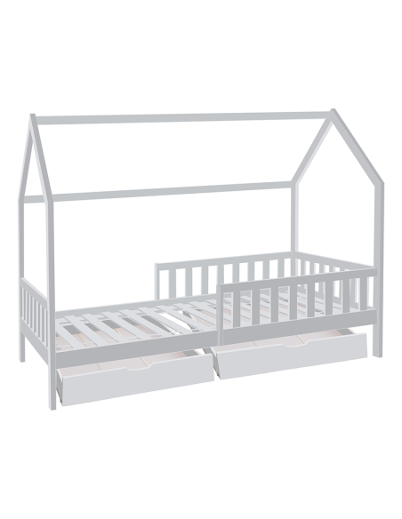 Lit cabane avec 2 tiroirs Cocon Doux 90x190 Blanc - Laïba Kids