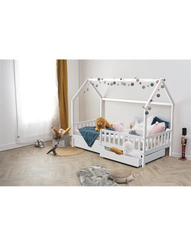 Lit cabane Bosco 2 tiroirs 90x190 Blanc - Atmosphera For Kids
