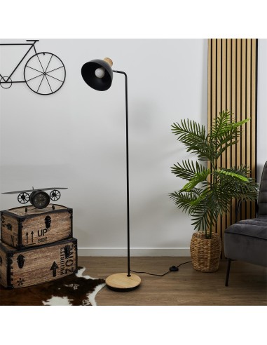 Lampadaire En Métal Et Bois Noire Home Deco Factory