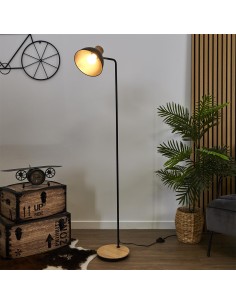 Lampadaire En Métal Et Bois Noire Home Deco Factory 2