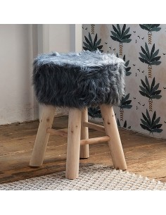 Tabouret D'appoint Oslo Fourrure Gris Atmosphera 2