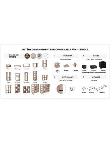 Étagère 2+2 cases Mix n'modul Gris Five