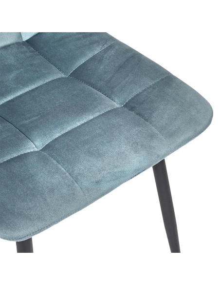 Chaise Mateo En Velours Bleu Canard Home Deco Factory