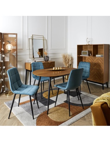 Chaise Mateo En Velours Bleu Canard Home Deco Factory