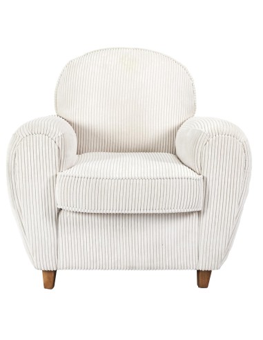 Fauteuil Club Côtelé Scott Beige Home Deco Factory