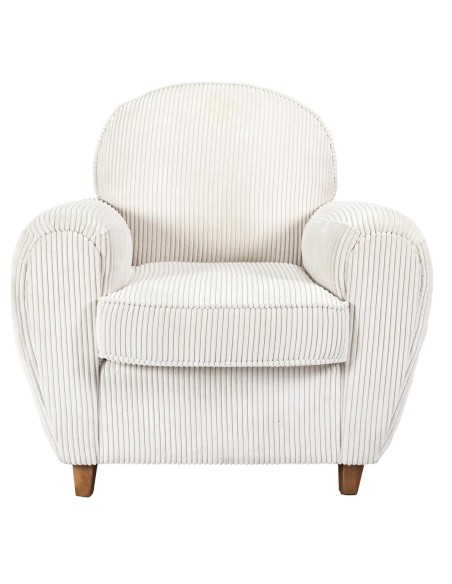 Fauteuil Club Côtelé Scott Beige Home Deco Factory