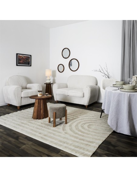 Fauteuil Club Côtelé Scott Beige Home Deco Factory