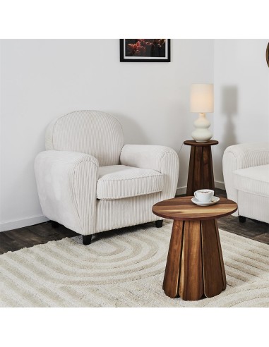 Fauteuil Club Côtelé Scott Beige Home Deco Factory