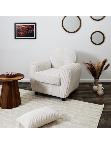 Fauteuil Club Côtelé Scott Beige Home Deco Factory
